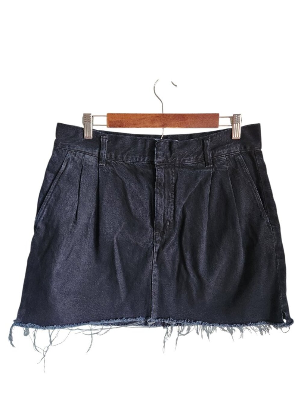 Agolde Skirt Women's 29 Dark Blue Becker Mini Skirt Pockets Cut Off
